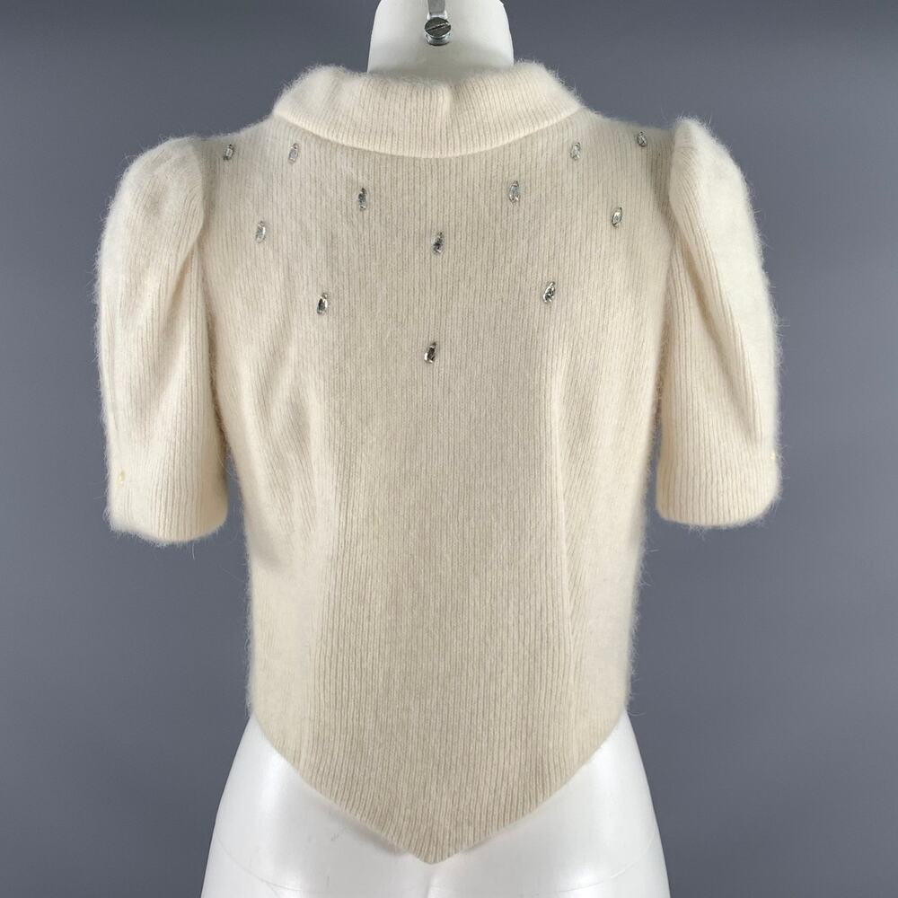 GENETPELSONE Size S Cream Cashmere Rhinestones Cardigan Dress Top - Picture 3 of 6